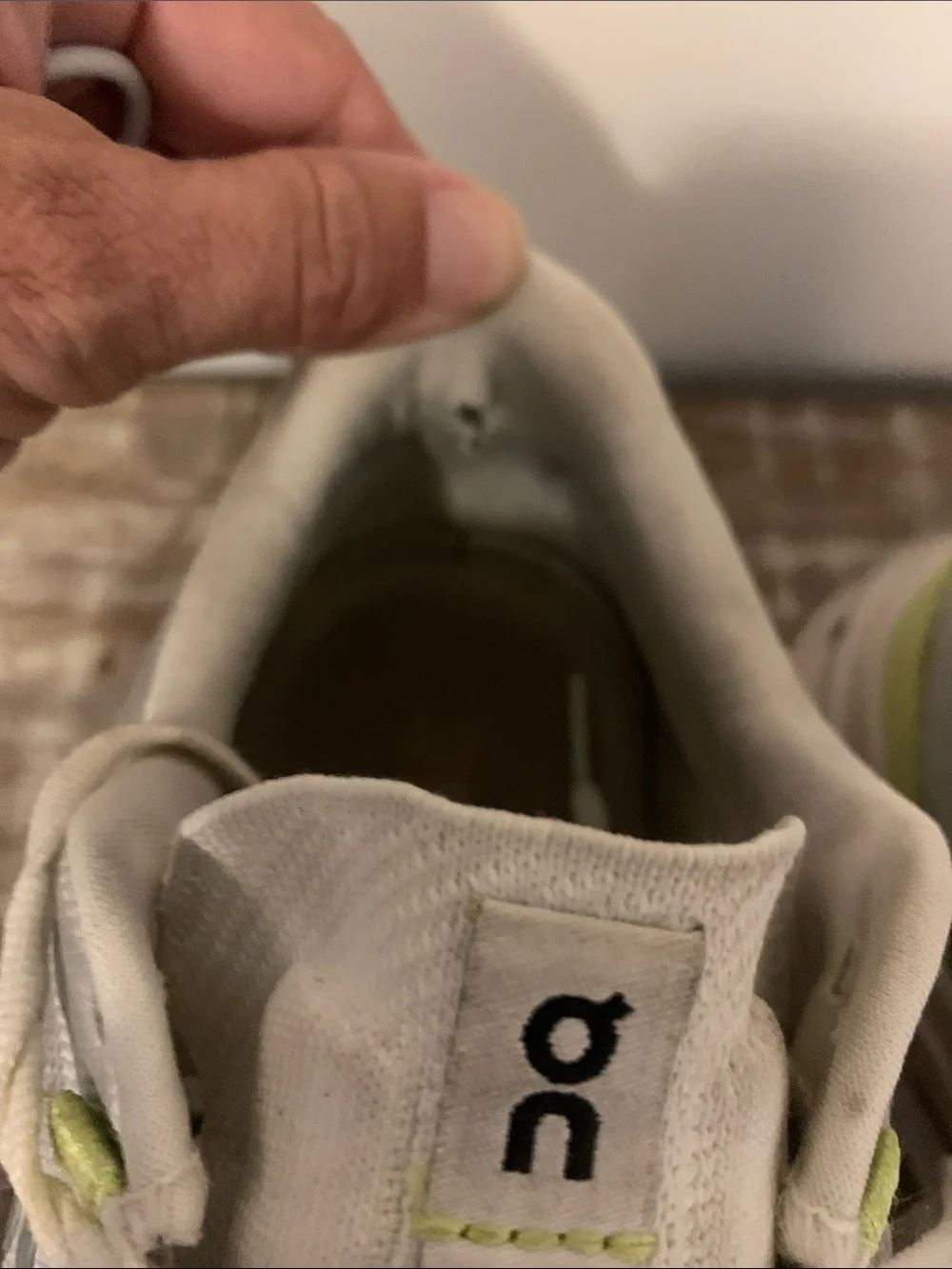 On Running White and Lime Low-Top Running Sneakers